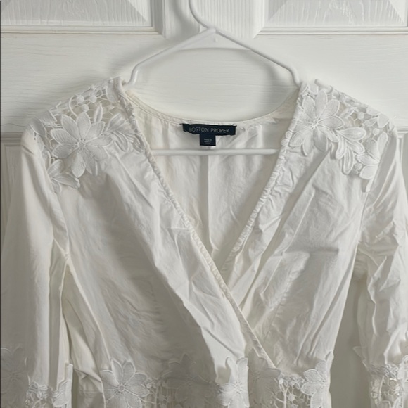 Boston Proper White Dress with Floral Details - Picture 7 of 9